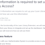 What information is required to set up Lean Library Access?