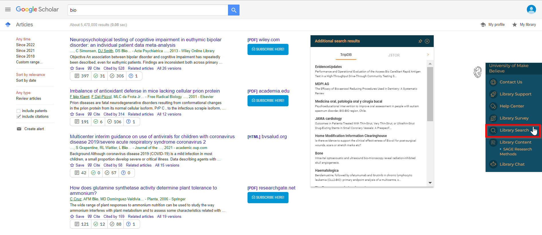 An example of the Additional Search Results feature