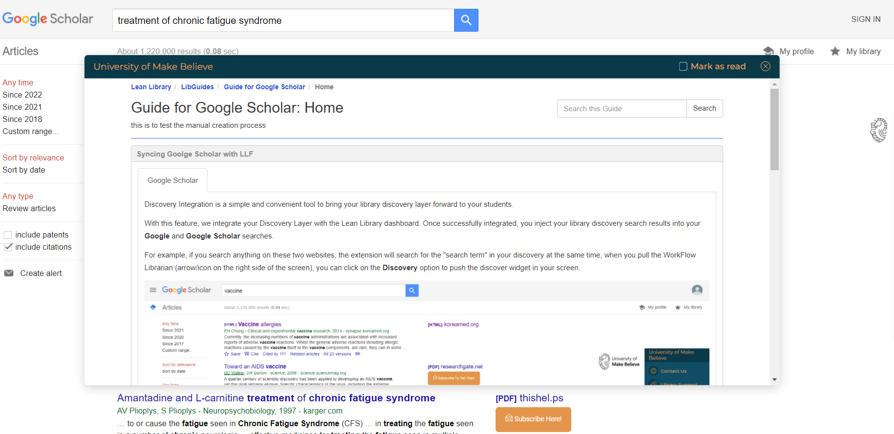 An example of training content for Google Scholar